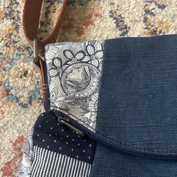 Sakroots Navy and Brown Floral Shoulder Bag - Picture 2 of 12